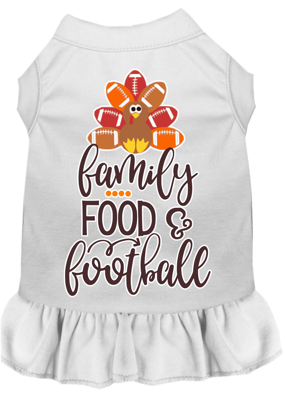 Family, Food, and Football Screen Print Dog Dress White XL